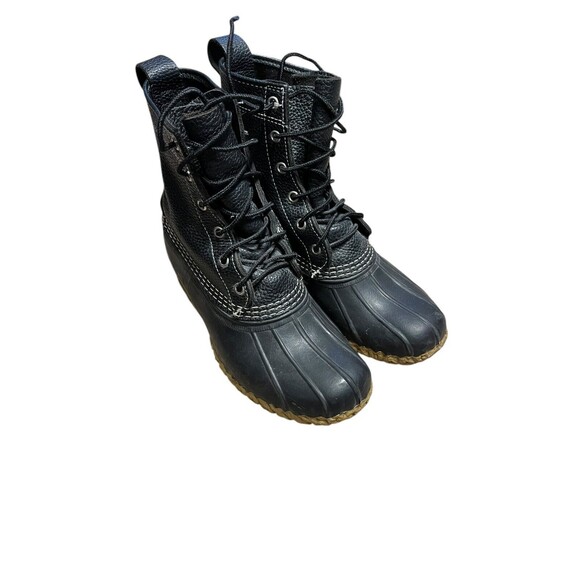 LL Bean Classic Men's 8" Black Bean Duck Boots Size 7/9 Womens Made in Maine USA - Picture 2 of 9